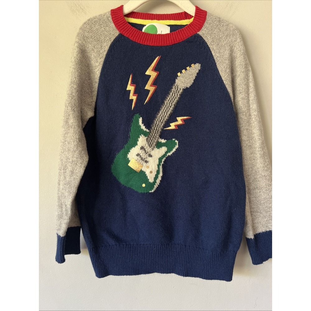 Mini Boden Boys Size 6-7Y Sweater Guitar Music Graphic